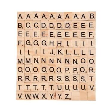 Imagem de Blocos De Letras E Números De Madeira 100 Peças Brinquedos Educativos 