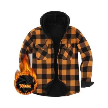 Imagem de Camisa Masculina plus Size De Manga Longa Xadrez Quente De Lã Grossa P