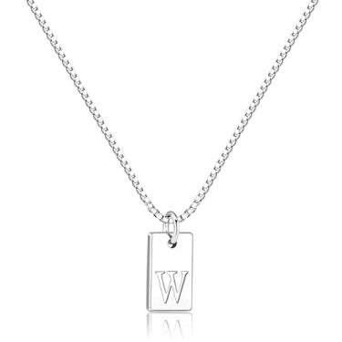Imagem de Poxtex Colar feminino com inicial de prata 925 em camadas delicadas, colar com pingente de letra A-Z, à prova d'água, moderno, com nome, não mancha, personalizado para presentes de joias para meninas