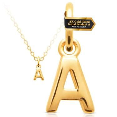 Imagem de Mystigold Amuleto inicial A-Z – Pingente de letra do alfabeto banhado a ouro 18K para colar ou pulseira, Large, Prata esterlina, Sem Pedra Preciosa