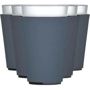 Imagem de TahoeBay Mangas de vidro em branco (pacote com 6) espuma isolante dobrável de 473 ml, cerveja, cônico, suporte de copo para bebidas isolante para transferência de vinil HTV, sublimação, DTF (carvão)