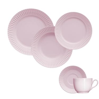 Imagem de Jogo Jantar Chá 20 Peças Rosa Diamante Germer Porcelanas