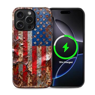 Imagem de ZHEGAILIAN Capa 2 em 1 para iPhone 16 Pro Max 6,1 polegadas, compatível com MagSafe à prova de choque antiderrapante com capa de proteção de corpo inteiro, estampa fosca texturizada moderna para