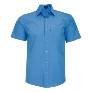 Imagem de Camisa Social Masculina Mc Lbl Com Bolso Passa Fácil 3032, Azul médio,