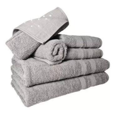 Imagem de Jogo Toalhas 2 Banhos 2 Rostos 2 Pisos Grande Grossa Cinza