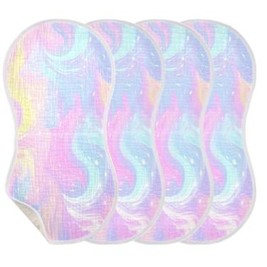 Imagem de Wassud Pacote com 2 panos de musselina abstratos, estampa de mármore, babadores de algodão, toalhas de rosto absorventes e macios para arrotos para meninos e meninas recém-nascidos