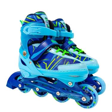 Imagem de Patins Inline Play Ajustável Unitoys 4 Rodas Com Freio e Suporta até 60kg
