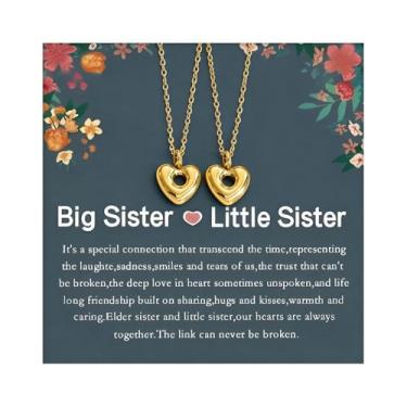 Imagem de Zurlcdye 2 unidades de colar de coração de ouro para mulheres, colar de amizade para 2 pingentes de corrente delicada, acessórios de joias de aniversário modernos, presentes, Aço inoxidável, Sem Pedra