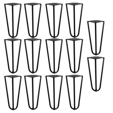 Imagem de Kit 14 Pés de Metal 15 CM Hairpin Legs Mesas de Centro Puffs Preto G41
