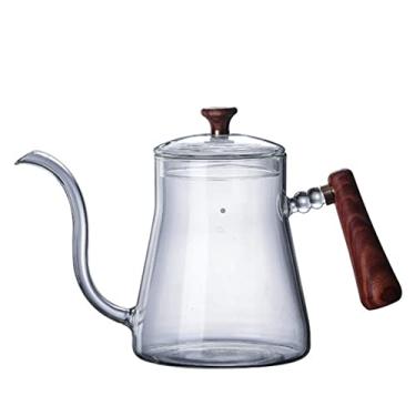 Imagem de 5sssallefaa Cafeteira 600 ml de vidro transparente resistente ao calor chaleira de café pescoço de ganso bico fino para derramar sobre panela de café, fogão, microondas, bule de chá, bule de chá