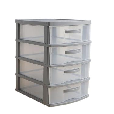 Imagem de Organizador De Gavetas Com 4 E 3 Gavetas De Plástico Grande- Armário Cozinha Quarto(4 Gavetas cinza)