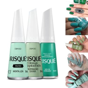 Imagem de Kit 10 Esmaltes Risqué Tons Azul e Verde Esmalte Cremoso Glitter (3 Tons Verde)