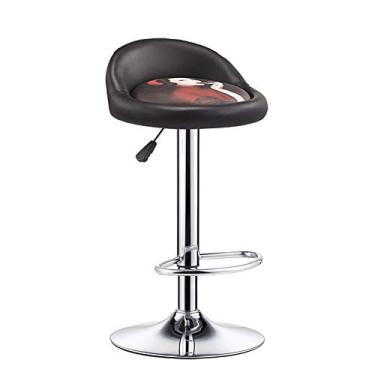 Imagem de AkosOL Banqueta de bar moderna de altura ajustável, bancos de bar com altura de balcão, com encosto e apoio para os pés, couro PU, banco giratório de altura do balcão, para sala de estar e cozinha