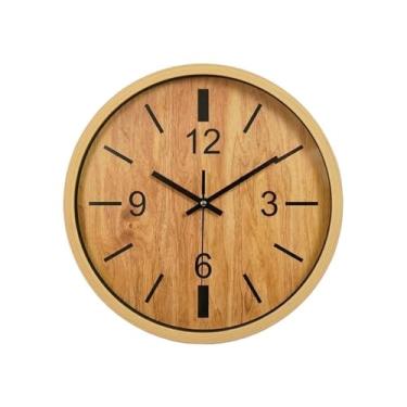 Imagem de KEG801302 Relógio de parede de madeira criativo de 20 cm para sala de estar, silencioso, sem tique-taque, tridimensional, adequado para biblioteca de estudo, quarto (pilhas não incluídas) relógio de