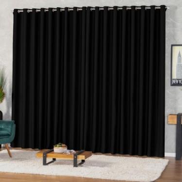 Imagem de Cortina Blecaute Blackout para Sala e Quarto - Tecido Funcional que Corta Luz, Ideal para Privacidade e Repouso Doméstico (PRETO,4,00m x 2,80m)