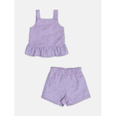 Imagem de Conjunto Infantil Menina Blusa/Shorts Laise Lilás Momi-Feminino