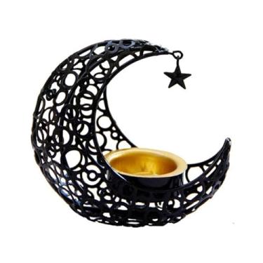 Imagem de Queimador de incenso de metal decorativo em forma de lua, queimador de incenso de cone de resina de incenso de carvão, para meditação de aromaterapia e spa, decoração para apanhador de cinzas de