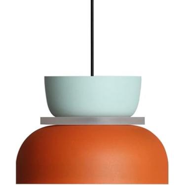 Imagem de Luminária pendente estilo celeiro na cor macaron, luminária suspensa nórdica moderna, lustre criativo e colorido em estilo art déco para ilha de cozinha, sala de jantar, café ou bar (laranja