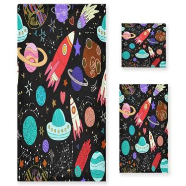 Imagem de xigua Rockets Conjunto de toalhas de banheiro absorvente macio 3 peças toalha de banho toalha de mão toalhas decorativas para banheiro, academia, hotel, praia, piscina