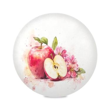 Imagem de STAYTOP Jogo americano redondo com estampa de maçãs em aquarela 1 peça, tapetes de mesa antiderrapantes fáceis de limpar para decoração de mesa de festa e churrasco em casa