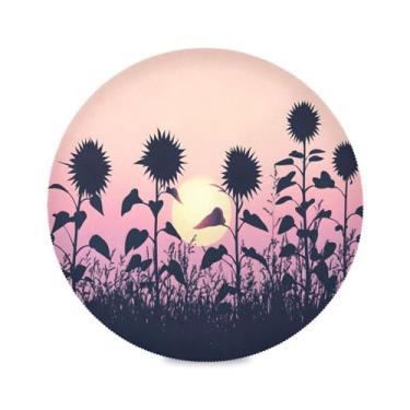 Imagem de STAYTOP Jogo americano redondo de girassol pôr do sol, 6 peças, tapetes de mesa para férias, antiderrapante, fácil de limpar, para decoração de mesa de festa e churrasco
