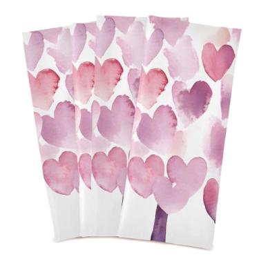 Imagem de xigua Conjunto de 6 panos de prato de cozinha de árvore de corações de Natal, macios e altamente absorventes de secagem rápida para limpeza de pratos e limpeza à mão, 71 x 45 cm