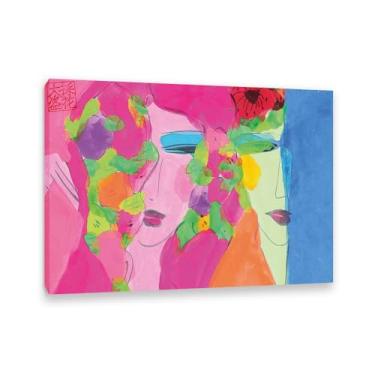 Imagem de Walasse Ting Impressão de arte em tela duas senhoras com flores galo famosa figura floral feminina reprodução de pintura colorida grande decoração de parede para quarto 110x80 cm (109.2x78.7 cm