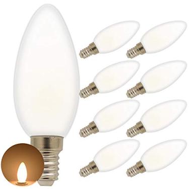 Imagem de Lâmpada LED E14 tipo vela, 5W, 450LM, equivalente a 40W incandescente, base de rosca pequena, branco quente 2700-3000K, não dimerizável, ideal para quarto e lustre, pacote com 8 unidades.