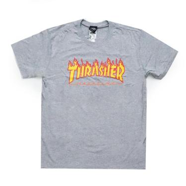Imagem de Camiseta Thrasher Magazine Classic Flame - Cinza Mescla-Masculino