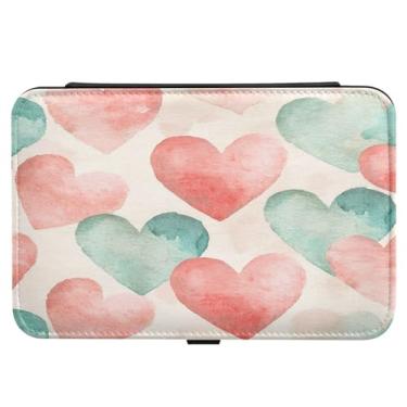 Imagem de Burbuja Caixa de joias de viagem com corações de dia dos namorados, presente para mulheres e meninas, estojo de joias portátil de couro PU organizador para brincos, anéis, colares e pulseiras