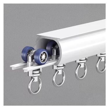 Imagem de Sistema de varão de cortina de trilho resistente de 6,7 m – suporte de parede/teto para portas deslizantes e janelas, comprimento ajustável de 1,8 a 8 m, trilho de cortina deslizante durável, fácil