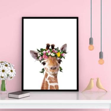 Imagem de Quadro Decorativo Girafinha Coroa De Flores 34x23Cm