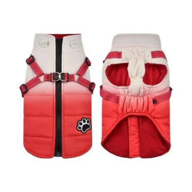 Imagem de Jaqueta Quente De Inverno Para Cães Com Arnês E Zíper Traseiro, À Prov