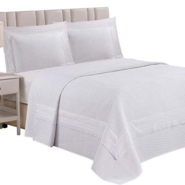 Imagem de Cobre Leito Casal Encanto Bordado Inglês Percal 3pç 100% Poliéster - Branco