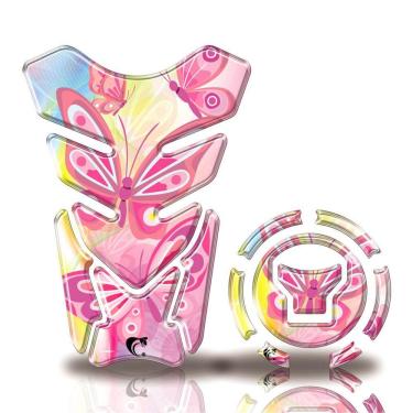 Imagem de Kit Protetor Tanque Adesivo Moto Honda Acima 2018 Borboleta Rosa Rosa