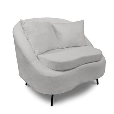 Imagem de Poltrona Decorativa Orgânica Pé Ferro Pto Zaya Bouclê C05 - D'rossi Cor Cinza