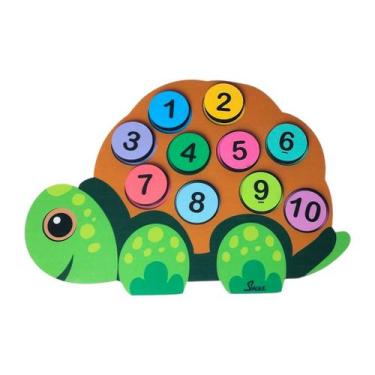 Imagem de Tartaruguinha Numérica Brinquedos Educativos Encaixe Número Matemática