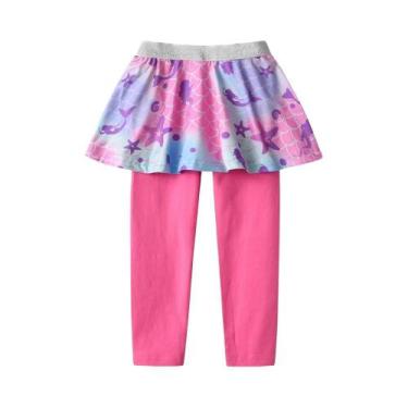 Imagem de Conjunto De Saia Xadrez Rosa Sereia E Calça Com Estampa De Estrela-do-