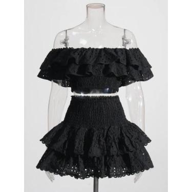 Imagem de Conjunto Feminino Sexy De Duas Peças Com Recortes, Top Sem Mangas E Co