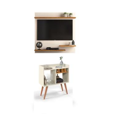 Imagem de Painel 32" Madri + Aparador Buffet Rubi Cor Off / Nature - Quality Mov