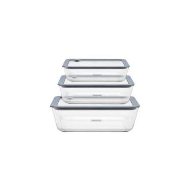 Imagem de Jogo de Potes de Vidro Tramontina Vittra Retangulares com Tampa Hermét