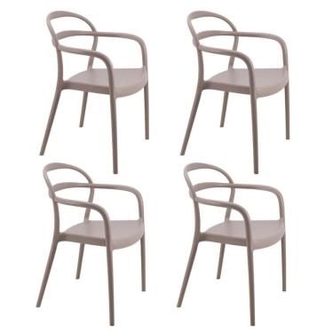 Imagem de Kit 4 Cadeiras Tramontina Sissi Summa Em Polipropileno E Fibra De Vidro Com Braços Camurça 92045210