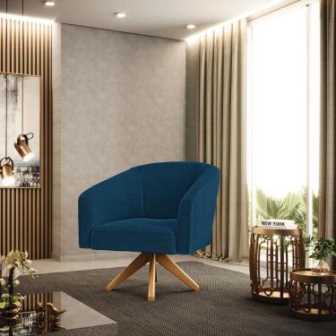 Imagem de Poltrona Decorativa Giratória MA30 kit 2 Stella Bouclê Azul D03 - D'Rossi