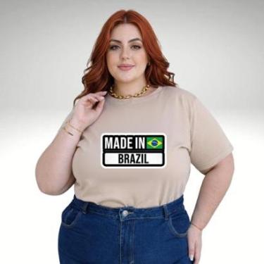 Imagem de Camiseta Feminina Plus Size Estampa Made In Brasil Brasileiridade-Feminino