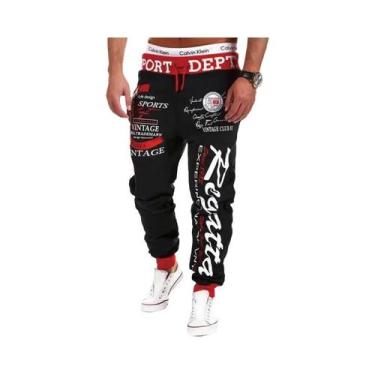 Imagem de Calças De Moletom Casuais Masculinas Em Cinza, Azul E Preto, Joggers C