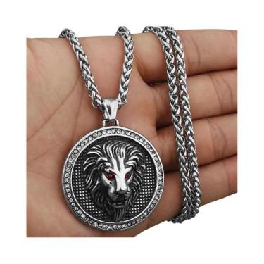 Imagem de Colar Masculino Com Pingente De Cabeça De Leão Em Aço Inoxidável Doura