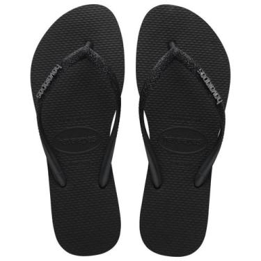 Imagem de Chinelo de Dedo Feminino Clássico Slim Glitter Ii Havaianas, Preto, Pr