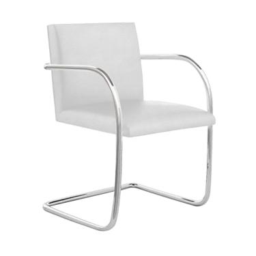 Imagem de Cadeira Brno Couro Natural Branco Tubular Cromada