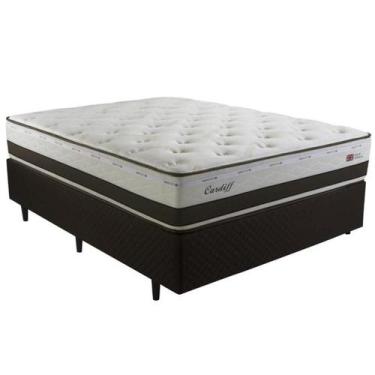 Imagem de Cama Box Casal Molas Maxspring Herval Cardiff, 69x138x188 cm, Bege e M