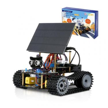 Imagem de Kit robô tanque solar 4WD ACEBOTT QD044 ESP32 com rodas mecanum controle por app e IR compatível Arduino IDE para STEM